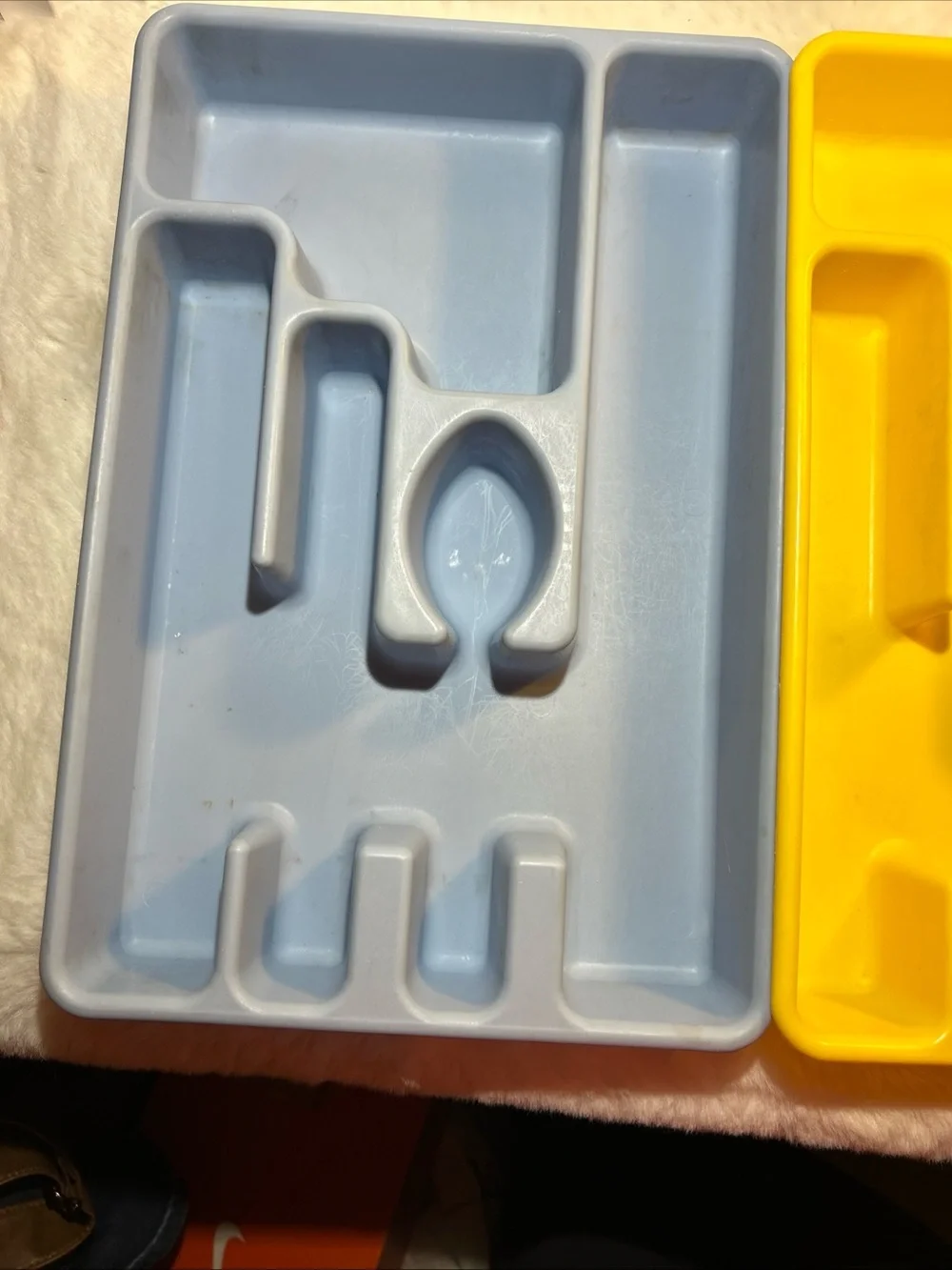 Lot Of 2 VTG MCM Rubbermaid 2921 Slate Blue- Sunny Yellow Silverware Tray Drawer